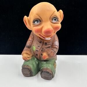 Vintage ERLING KRAGE Vinyl BERGEN Troll Doll Boy Bald Baby Made In Norway No Tag